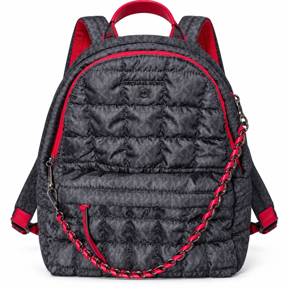 Michael Kors Slater Med Quilted Nylon Signature Logo Backpack Black Streetwear
